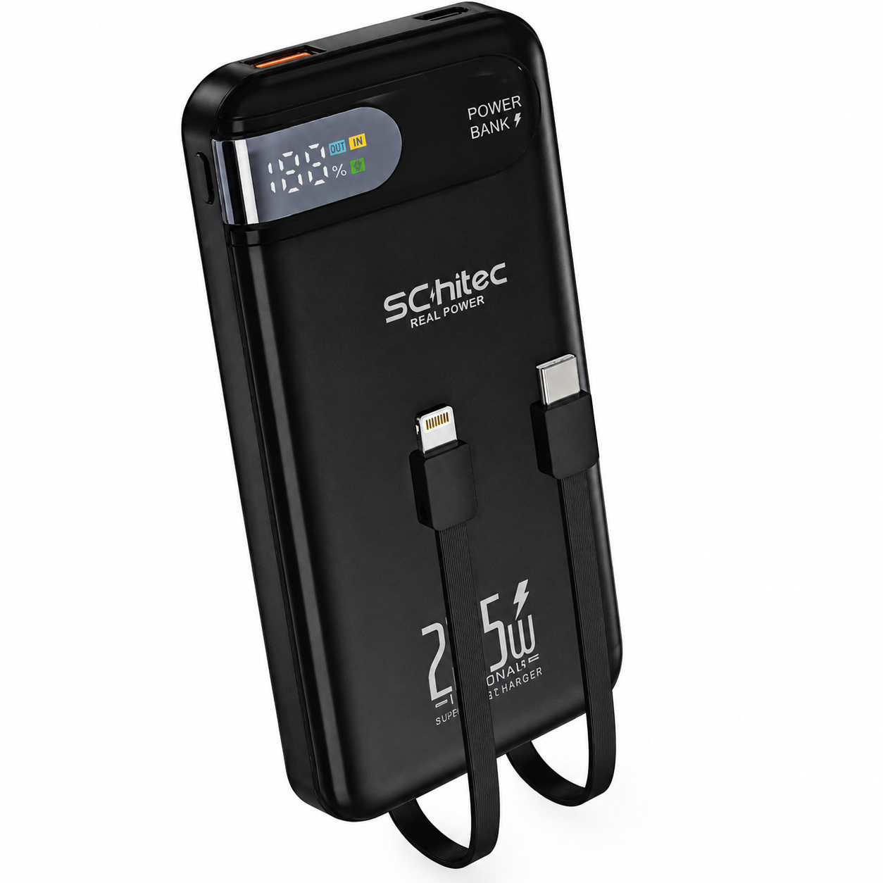 SChitec HG/PB-101 10000mAh 22.5W Hızlı Şarjlı Powerbank Type-C / Lightning Kablo Dijital Göstergeli