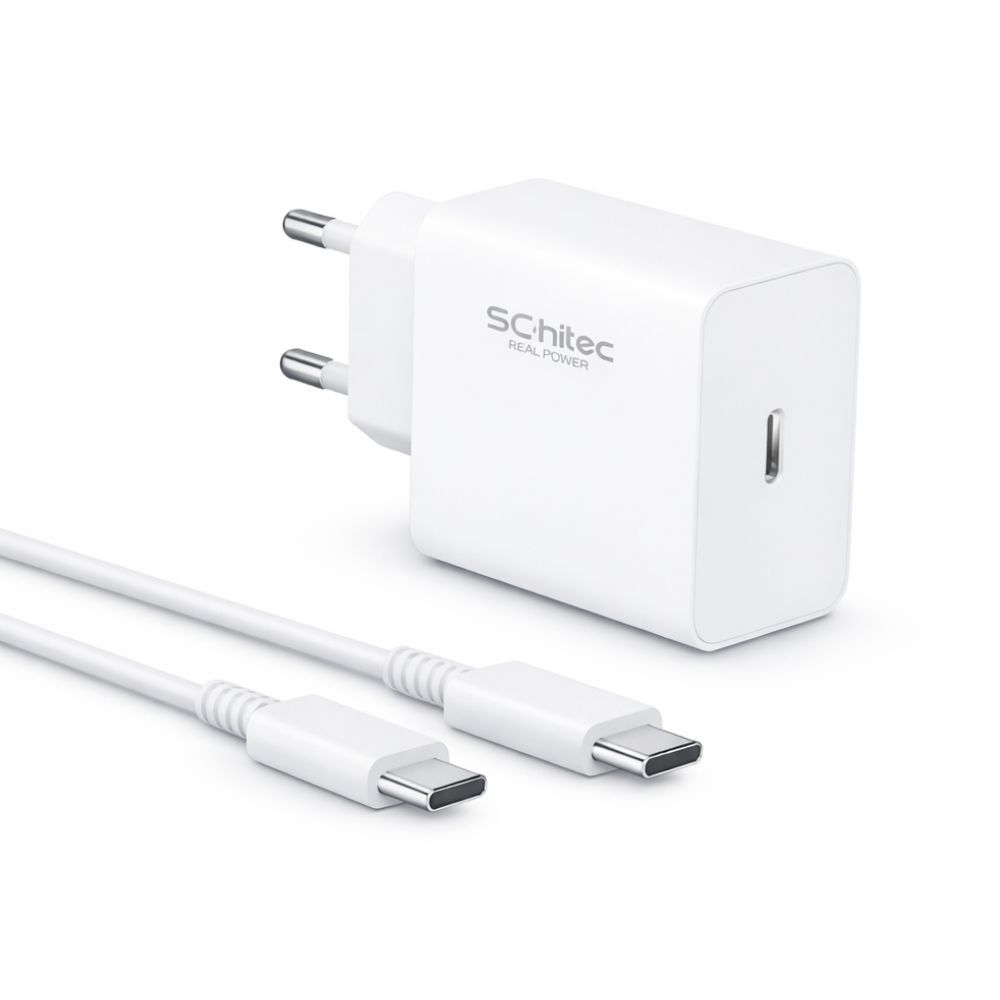 ScHitec 45W Süper Hızlı Şarj Aleti Type-C to Type-C 1metre Kablolu Beyaz