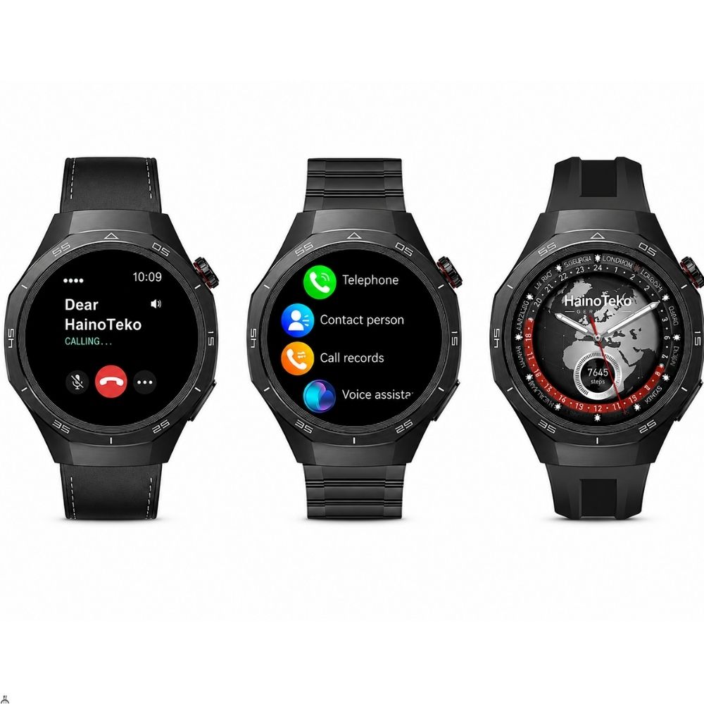Haino Teko-25 Akıllı Saat Siyah 1 Kasa 3  Kordon  AMOLED Bluetooth Arama Suya Dayanıklı