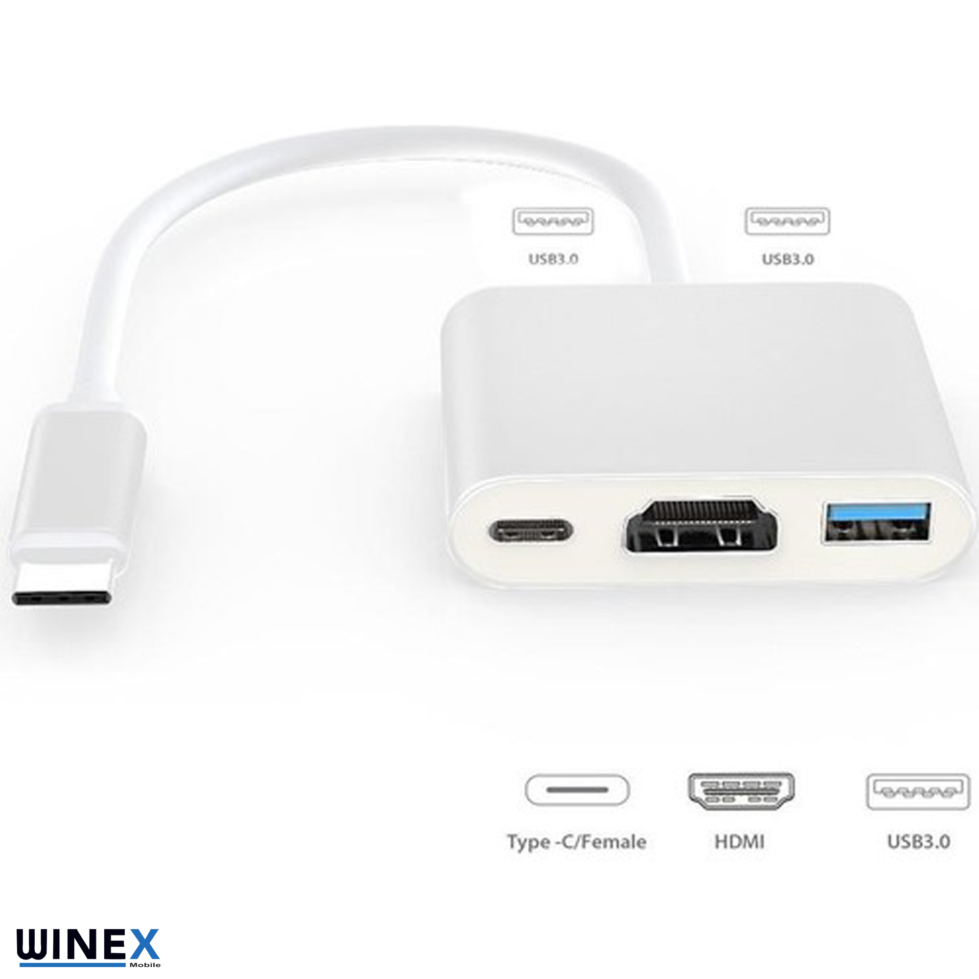 Winex 5in1 Type-C Hub Port HDMI 3xUSB 3.0 Adaptör HC04D