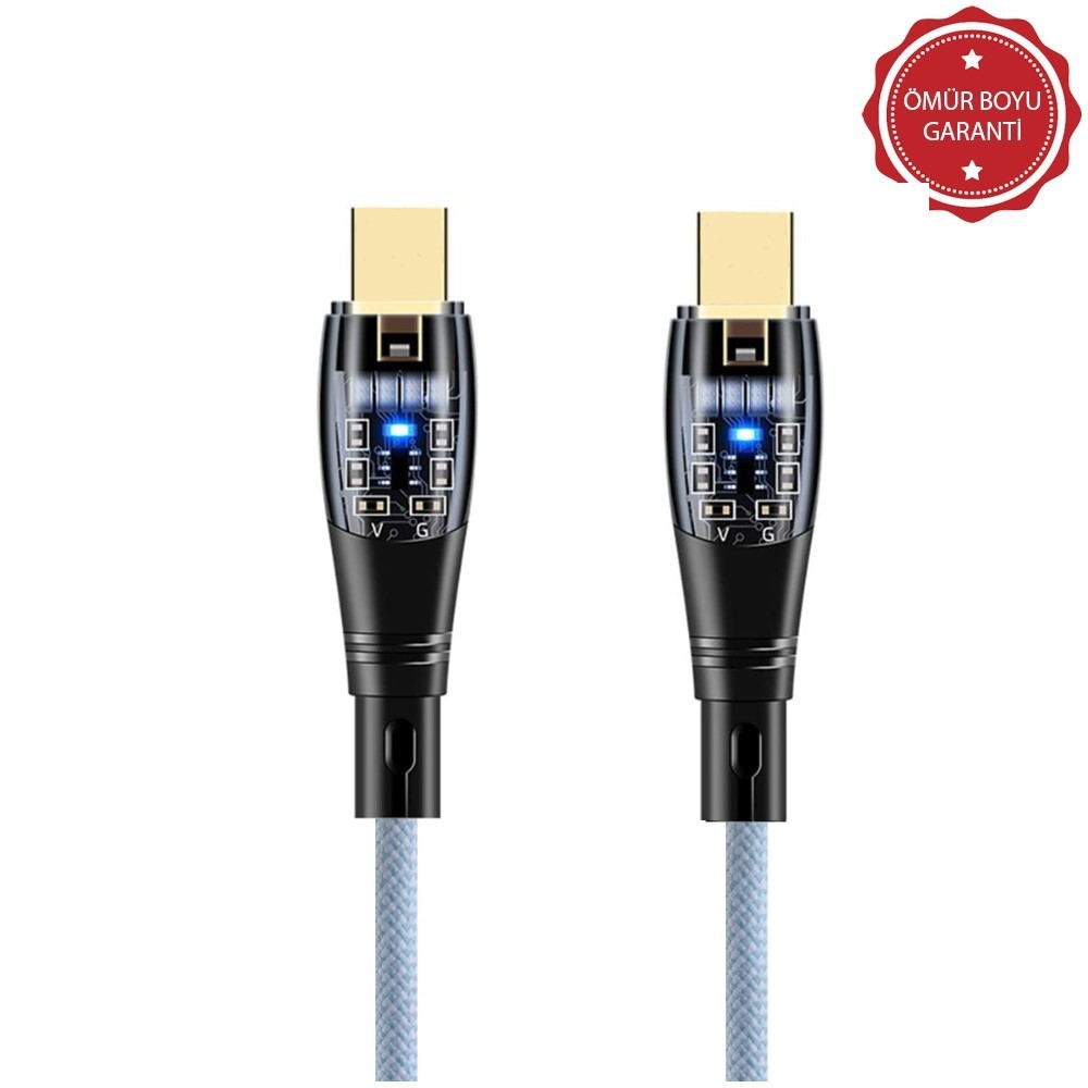 ScHitec 6A 60W Type-C to Type-C 1Metre Hızlı Data ve Şarj Kablosu Mavi YK250M