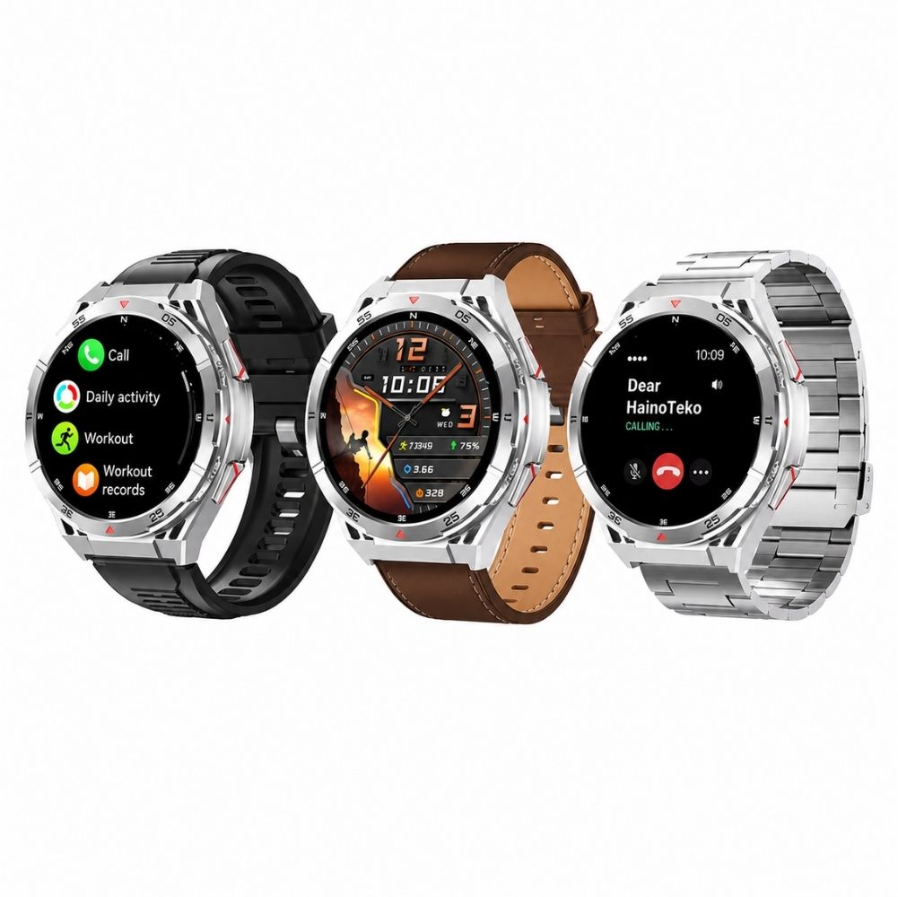 HainoTeko GPS-2 Akıllı Saat GPS AMOLED Ekran 3 ATM Su Geçirmez 3 Kordonlu Bluetooth Aramalı Gümüş