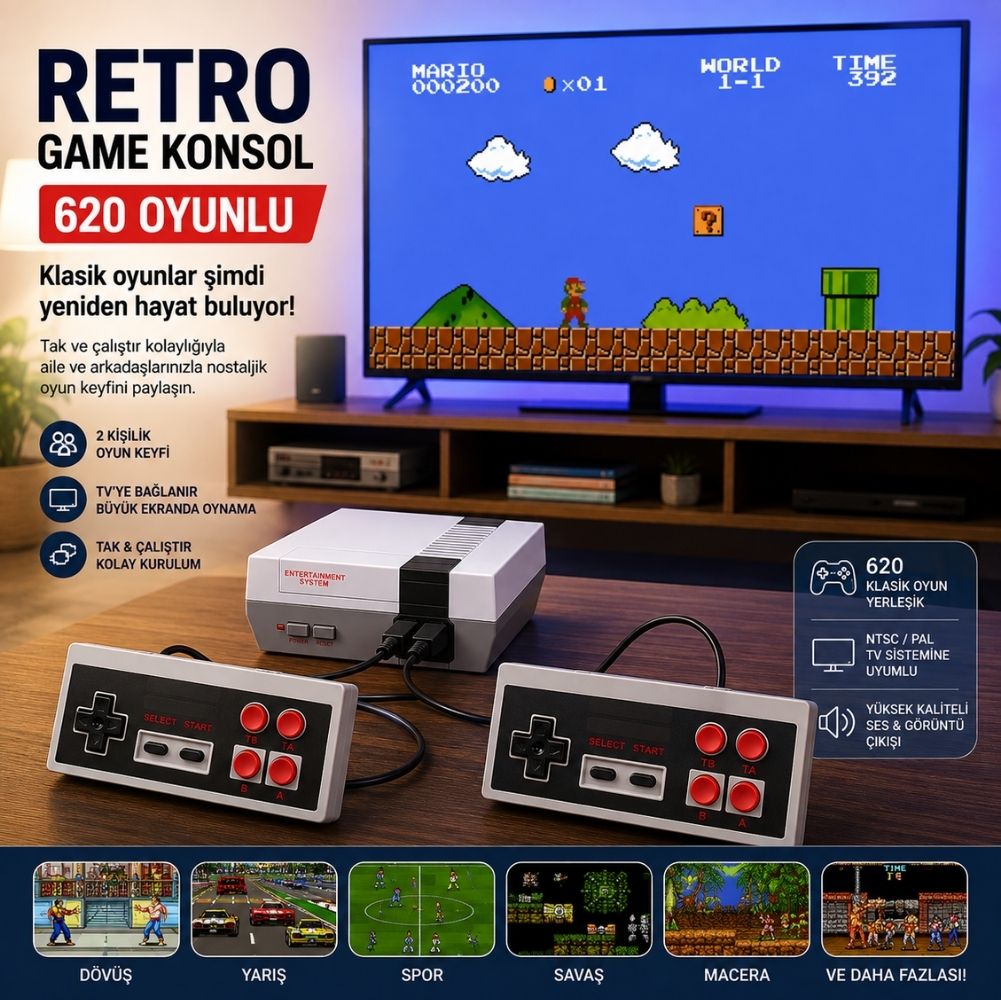 Winex Retro Game Konsol 620 Oyunlu