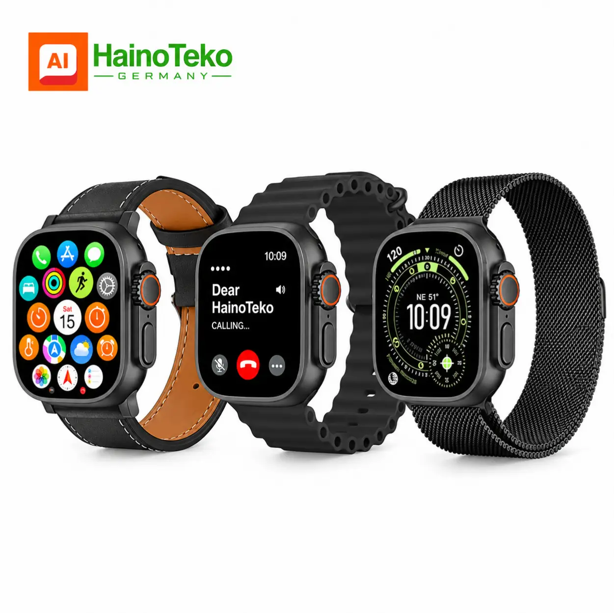 HainoTeko SIFLI-3 AI Yapay Zeka Asistanlı Akıllı Saat AMOLED 20 Gün Pil 3 Değiştirilebilir Kordon