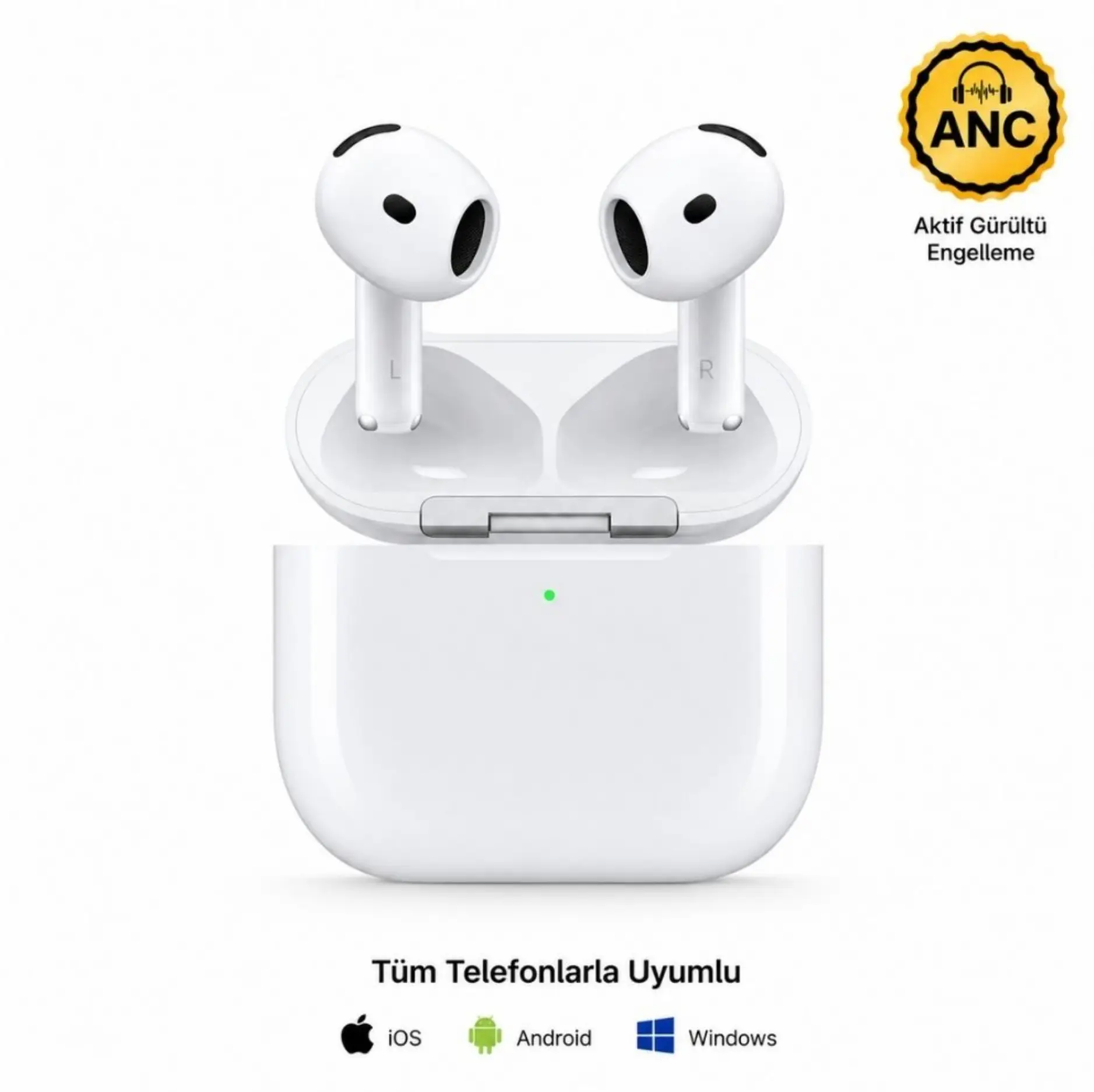 ScHitec ANC Air 4 Pro Dokunmatik Bluetooth 5.3 Kablosuz Kulaklık Kablosuz Şarj Özellikli Type-C Girişli