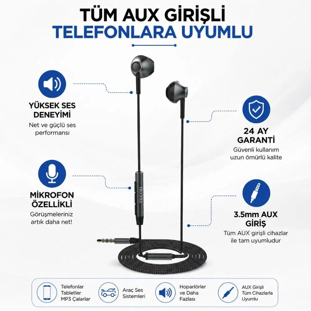 Tecno Rock R2 Kablolu Mikrofonlu Kulaklık Siyah