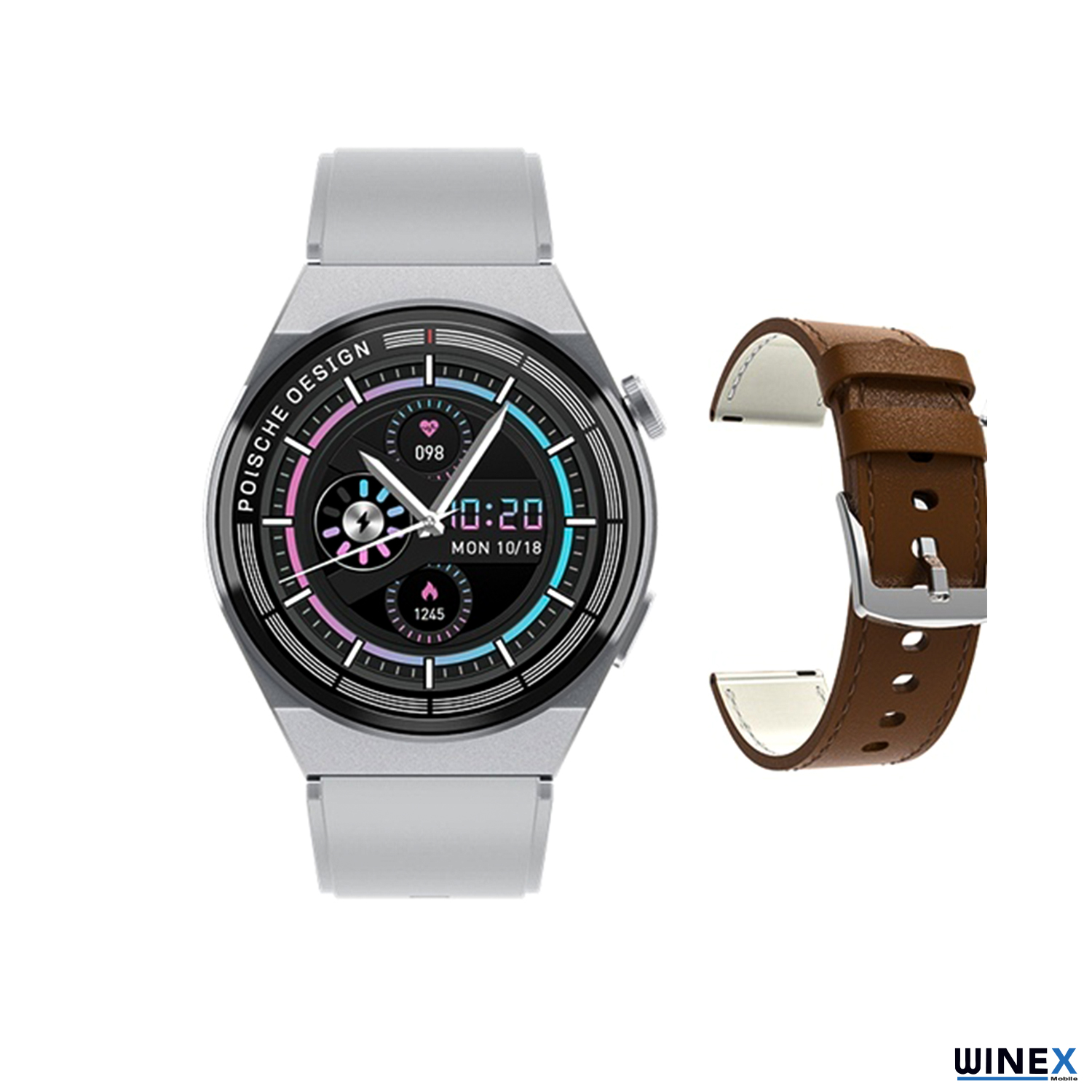 Winex 2023 Watch GT3 Max Android İos HarmonyOs Uyumlu Akıllı Saat Gümüş